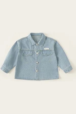 LULU & SKY Boys Spread Collar Faded Cotton Casual Shirt