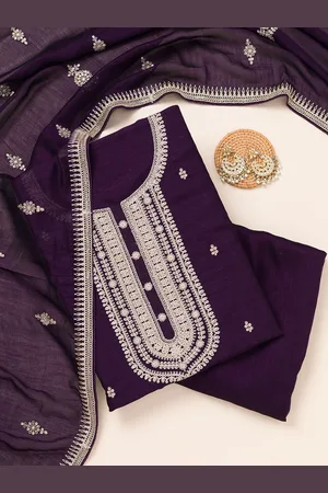 Koskii Ethnic Motifs Embroidered Art Silk Unstitched Dress Material