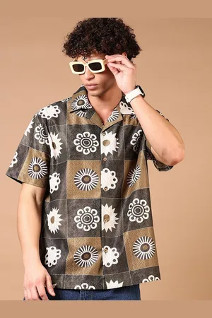 V-Mart Men Relaxed Fit Cuban Collar Floral Printed Cotton Casual Shirt