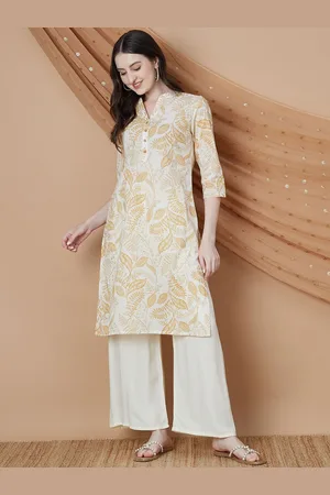 Lifestyle Floral Printed Mandarin Collar Kurta
