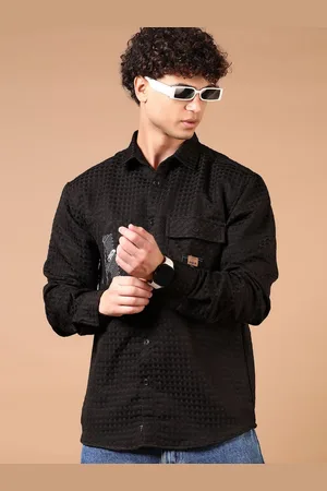 V-Mart Men Spread Collar Textured Cotton Casual Shirt