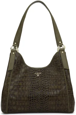 Da Milano Animal Printed Leather Bucket Tote Bag with Cut Work