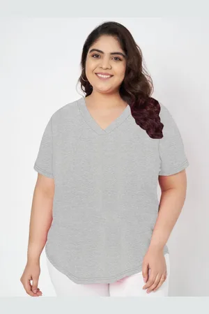 BRINN Women Solid V-Neck Cotton T-shirt
