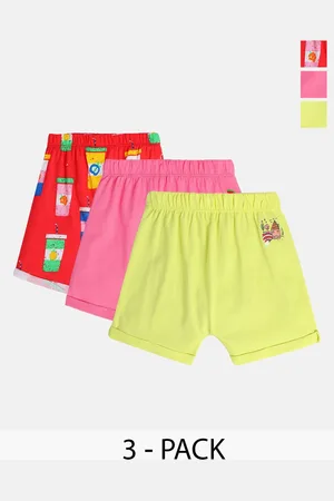 MINI KLUB Infants Girls Pack Of 3 Mid-Rise Pure Cotton Shorts