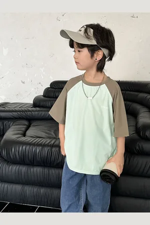LULU & SKY Boys Colourblocked Round Neck Oversized T-shirt