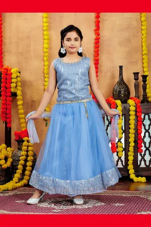 Aarika Girls Embellished Sequinned Net Ready to Wear Lehenga & Blouse With Dupatta