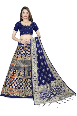 DIVASTRI Woven Design Jacquard Semi-Stitched Lehenga Choli With Banarasi Dupatta