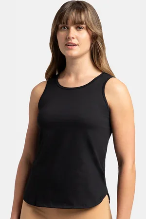 Jockey Super Combed Cotton Rich Solid Curved Hem Styled Tank Top -AW77