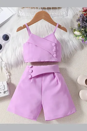 LULU & SKY Girls Shoulder Straps Crop Top With Shorts
