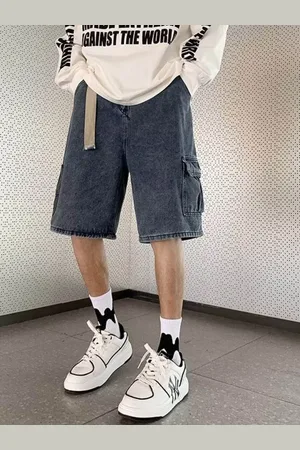 HERE&NOW Men Loose Fit Modal Denim Shorts