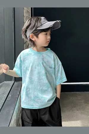 LULU & SKY Boys Abstract Printed Round Neck Cotton Oversized T-shirt