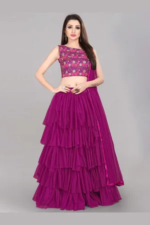 DIVASTRI Embroidered Thread Work Semi-Stitched Lehenga Choli