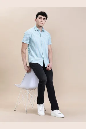 Crocodile Men Opaque Striped Casual Shirt