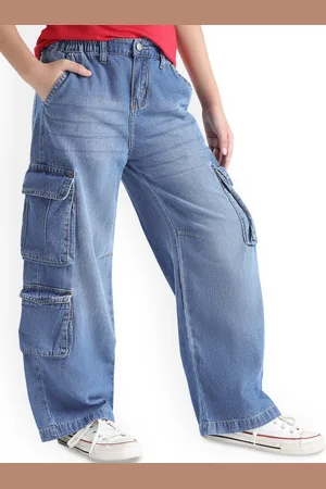ARIAS Girls Cotton Regular Fit High-Rise Light Fade Jeans