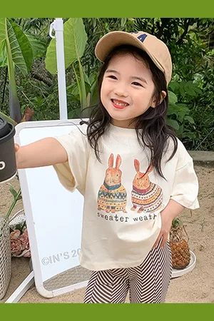 LULU & SKY Girls Graphic Printed Round Neck Cotton Oversized T-shirt
