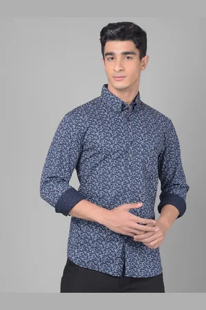 Crimsoune Club Cotton Slim Fit Floral Printed Casual Shirt