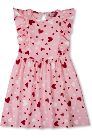 Gini and Jony Girls Conversational Printed Cotton Fit & Flare Dress