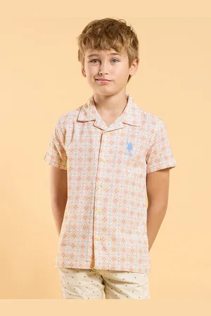 Ralph Lauren Boys Classic Fit Cuban Collar Floral Printed Cotton Casual Shirt