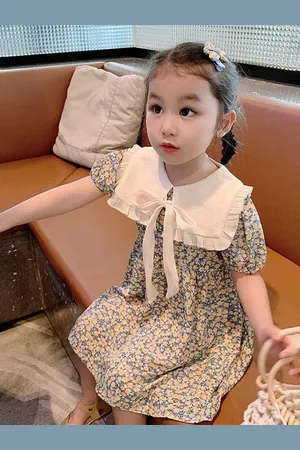 LULU & SKY Girls Floral Printed Fit & Flare Dress