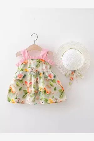LULU & SKY Girls Floral Printed Fit & Flare Dress