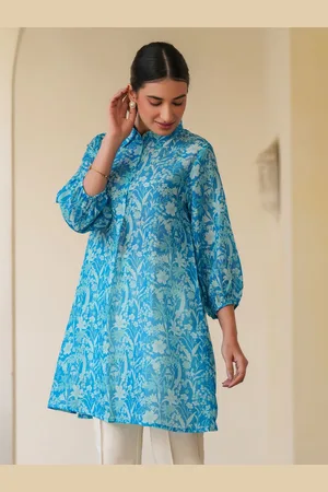 Janasya Shirt Collar Printed Tunic