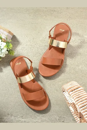 Styli Women Textured Open Toe Flats