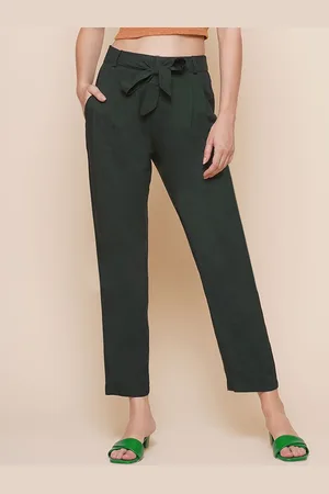 BAESD Women Solid Relaxed High-Rise Trousers