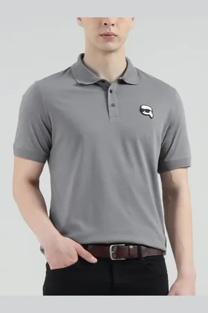 Karl Lagerfeld Men Solid Polo Collar Cotton T-shirt
