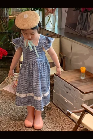 LULU & SKY Girls Printed Cap Sleeve Empire Miidi Dress