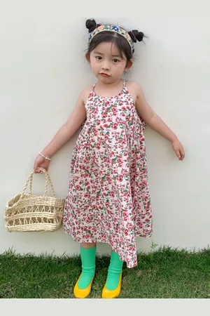 LULU & SKY Girls Floral Print A-Line Dress