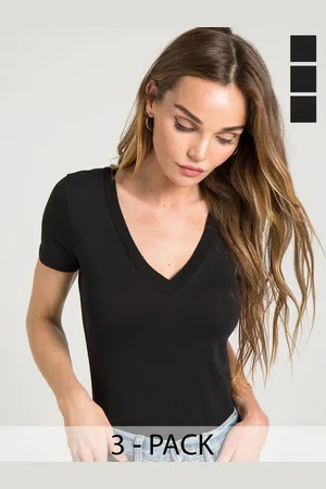 Color Capital Pack of 3 V-Neck Short Sleeved Fitted Tops