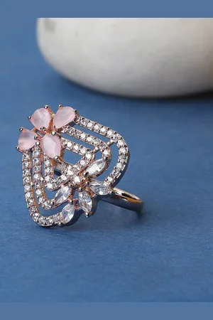 Anouk Gold Plated American Diamond Stone Studded Finger Ring