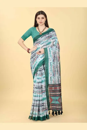 DIVASTRI Digital Printed Chanderi Cotton Tie & Dye Saree