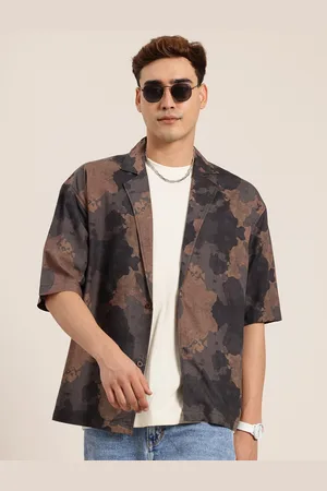 HERE&NOW Printed Lapel Collar Shirt