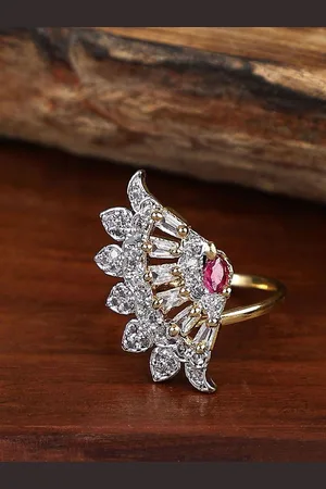 Anouk Gold Plated Cubic Zirconia Stone Studded Finger Ring