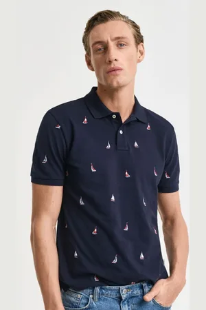 GANT Men Conversational Printed Polo Collar Cotton T-shirt