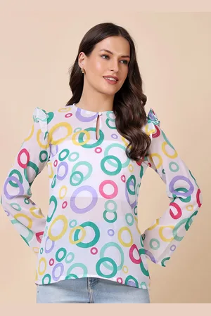 Moda Rapido Geometric Print Keyhole Neck Chiffon Tube Top