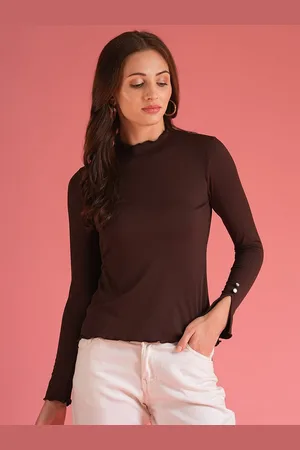 Globus Stretchable Self Design High Neck Full Sleeves Workwear Top