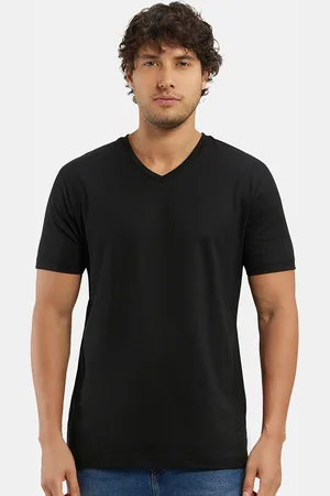 Jockey Super Combed Cotton Rich Solid V Neck Half Sleeve Tshirt-2726