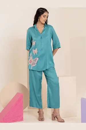 AUTUMN LANE Embroidered Pure Cotton Top With Trouser