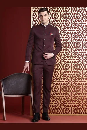 MANQ Mandarin Collar Slim-Fit Bandhgala Blazer