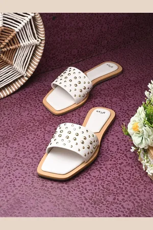 Styli Women Stud Embellished Open Toe Flats