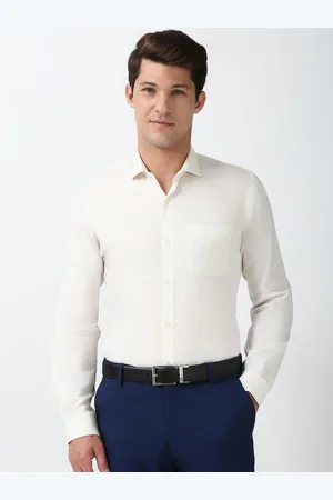 Peter England Men Slim Fit Cutaway Collar Solid Cotton Formal Shirt
