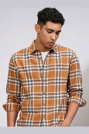 Highlander Men Herringbone Melange Textured Checked Relaxed Overshirt