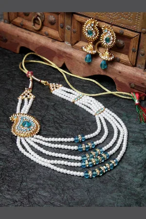 Anouk Gold-Plated Artificial Stone Studded & Beaded Jewellery Set