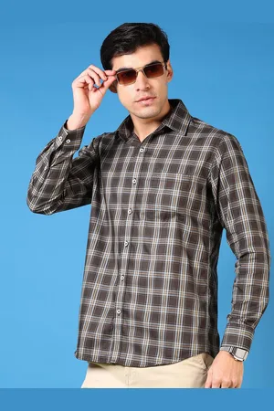 V-Mart Men Spread Collar Grid Tattersall Checked Cotton Casual Shirt