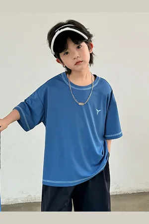 LULU & SKY Boys Solid Round Neck Oversized T-shirt