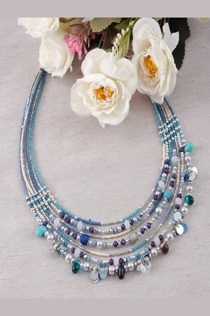 Sangria Bohemian Beaded Multi-Layered Choker Statement Necklace