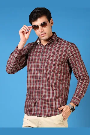 V-Mart Men Spread Collar Tartan Checked Cotton Casual Shirt