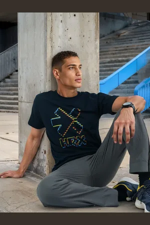 HRX Men Brand Logo Printed Pure Cotton T-shirt